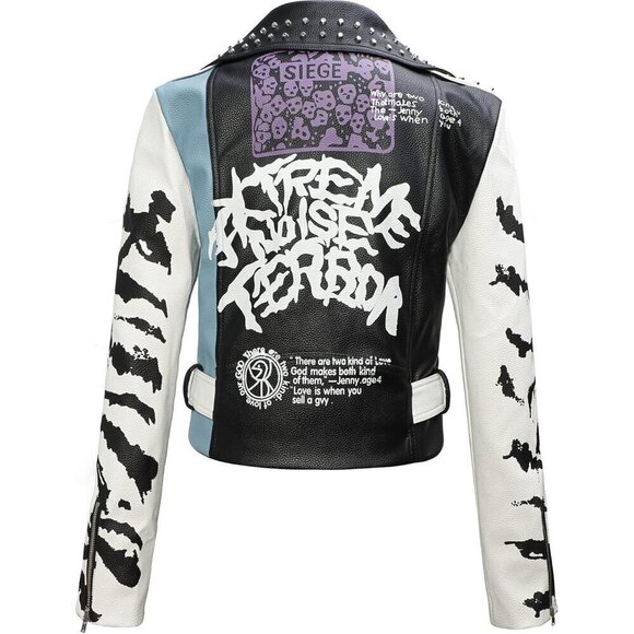 DARKSHE Women's Faux Leather Jacket Coat with Long Sleeve - Picture 2 of 6